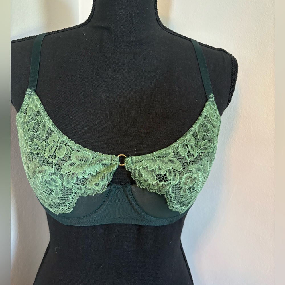 Adore Me- Green Lace Bra- Size 34D- NWT